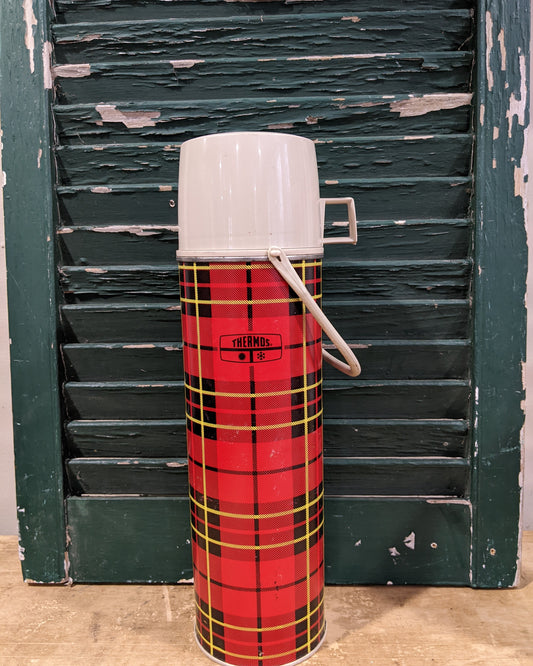 Thermos red plaid with handle
