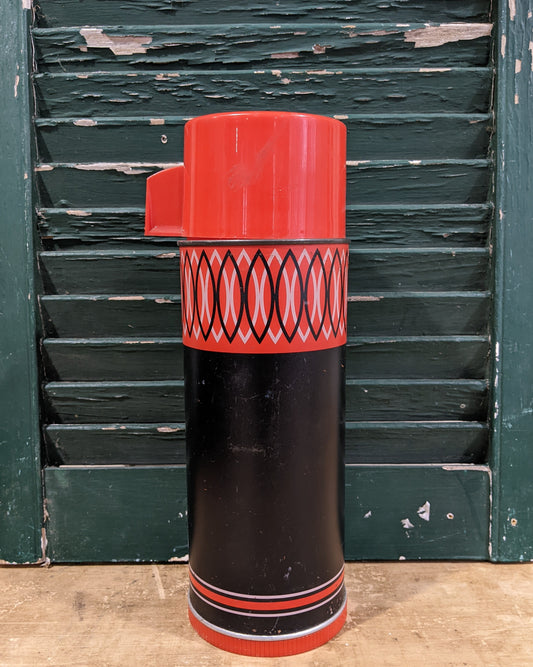 Thermos, Aladdin brand, black and red pattern