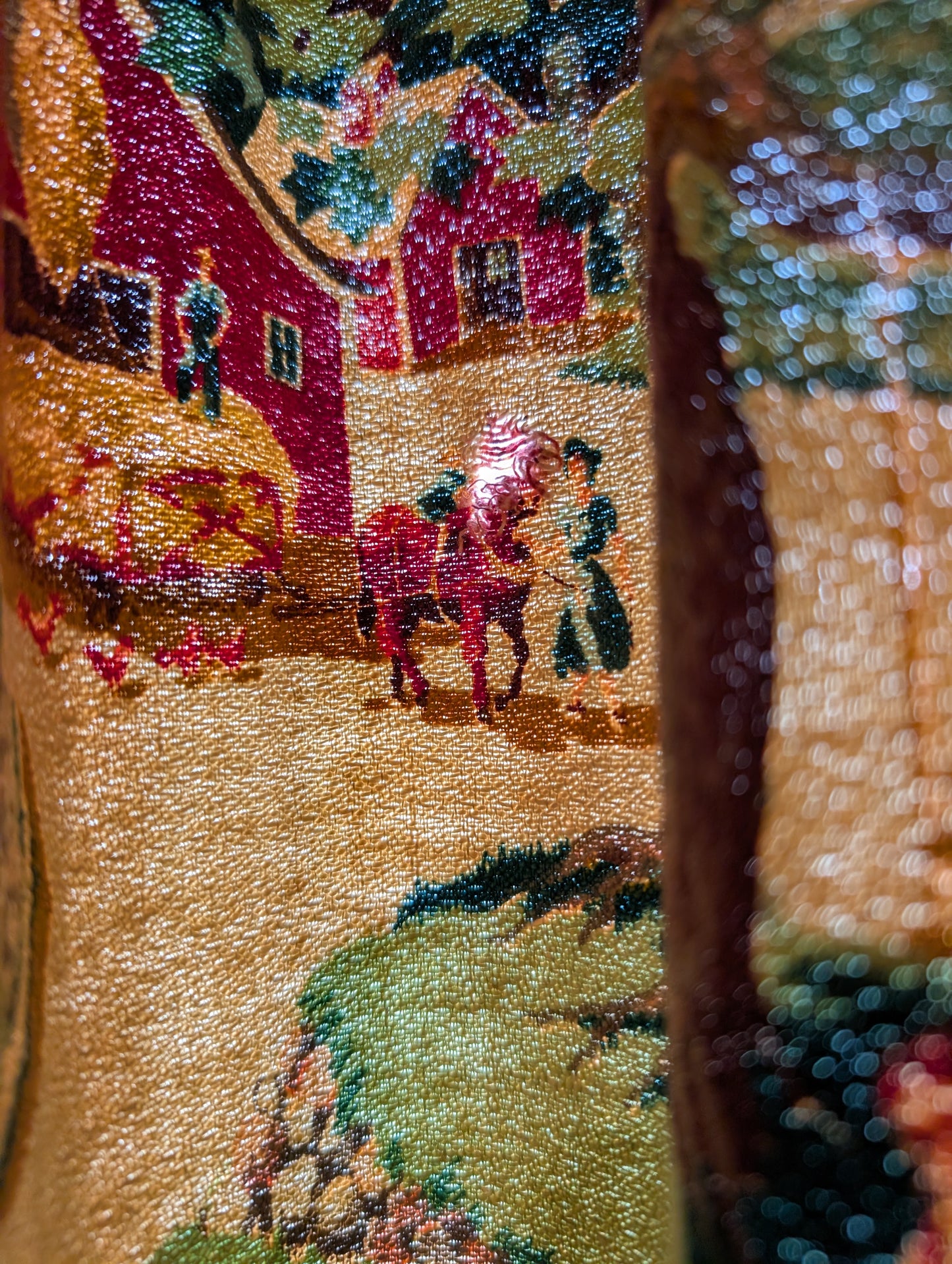 Bark Cloth Vintage Farm Pattern Drapery