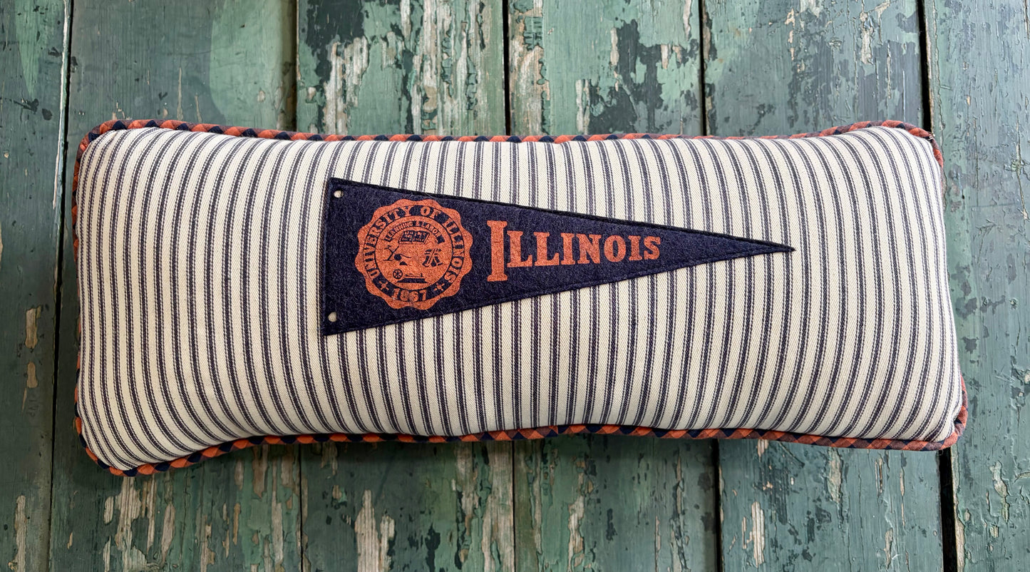 University of Illinois Vintage Pennant Pillow