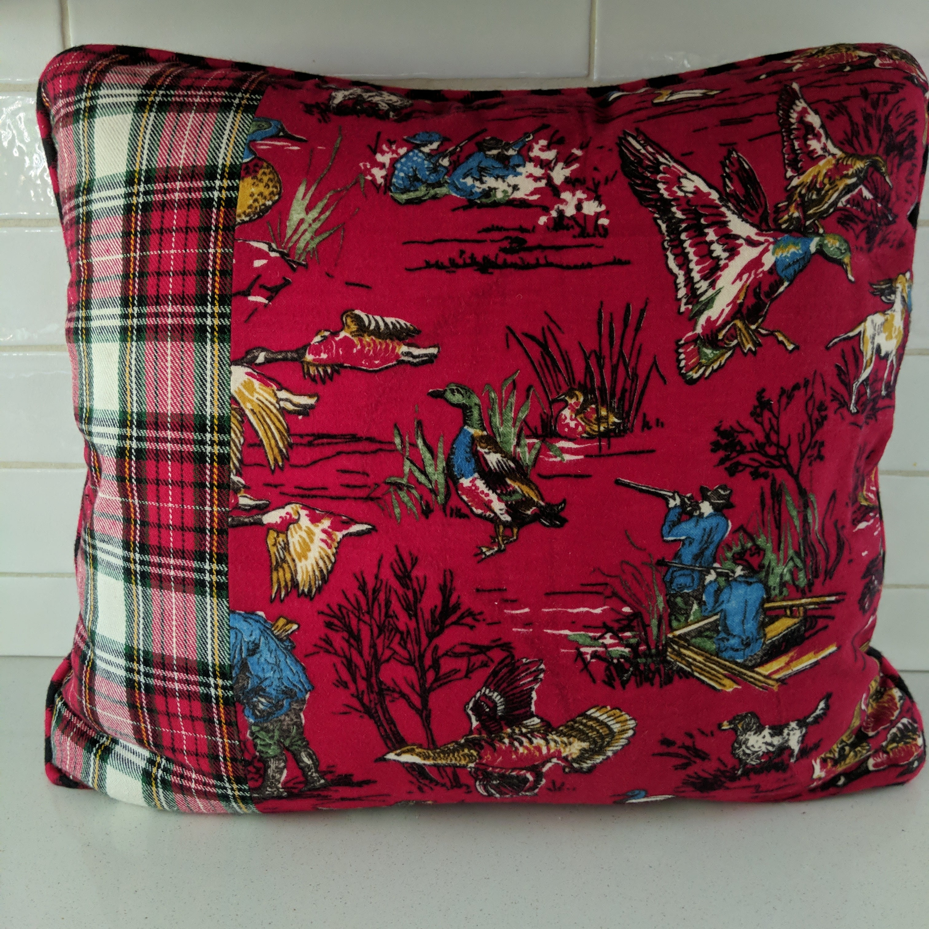 Hunting Vintage Fabric Pillow