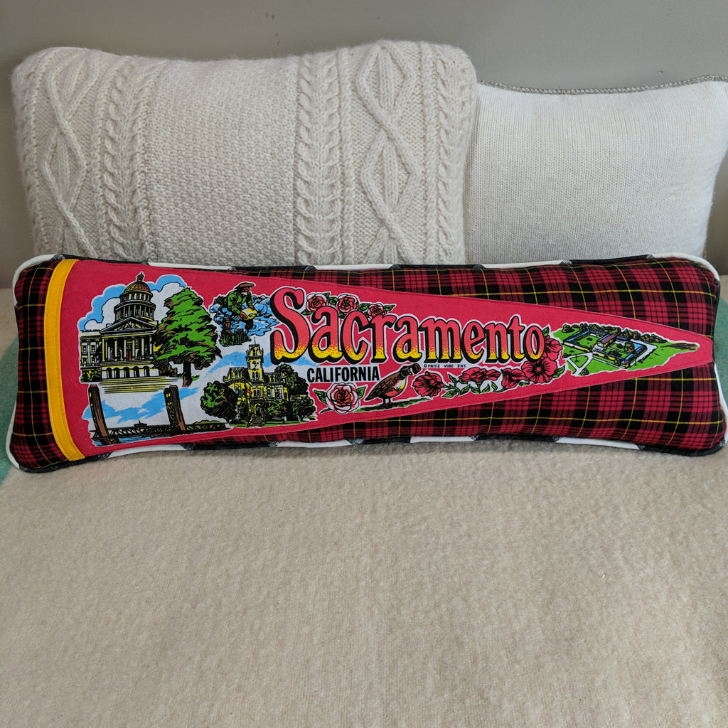 Sacramento California vintage pennant pillow
