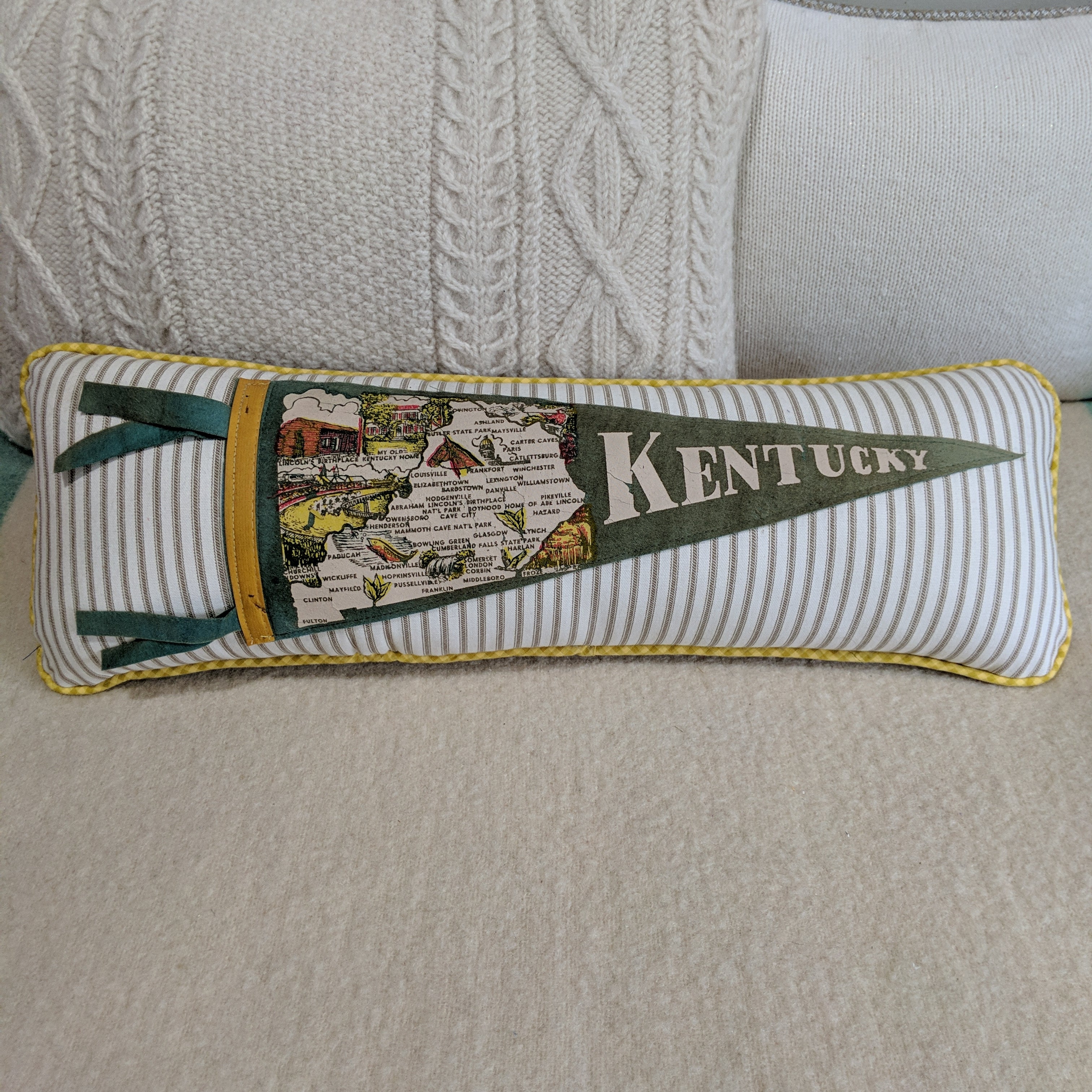Kentucky vintage pennant pillow