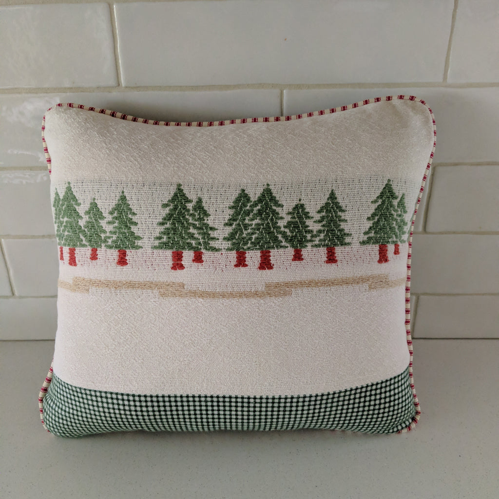 Christmas evergreen trees vintage fabric pillow