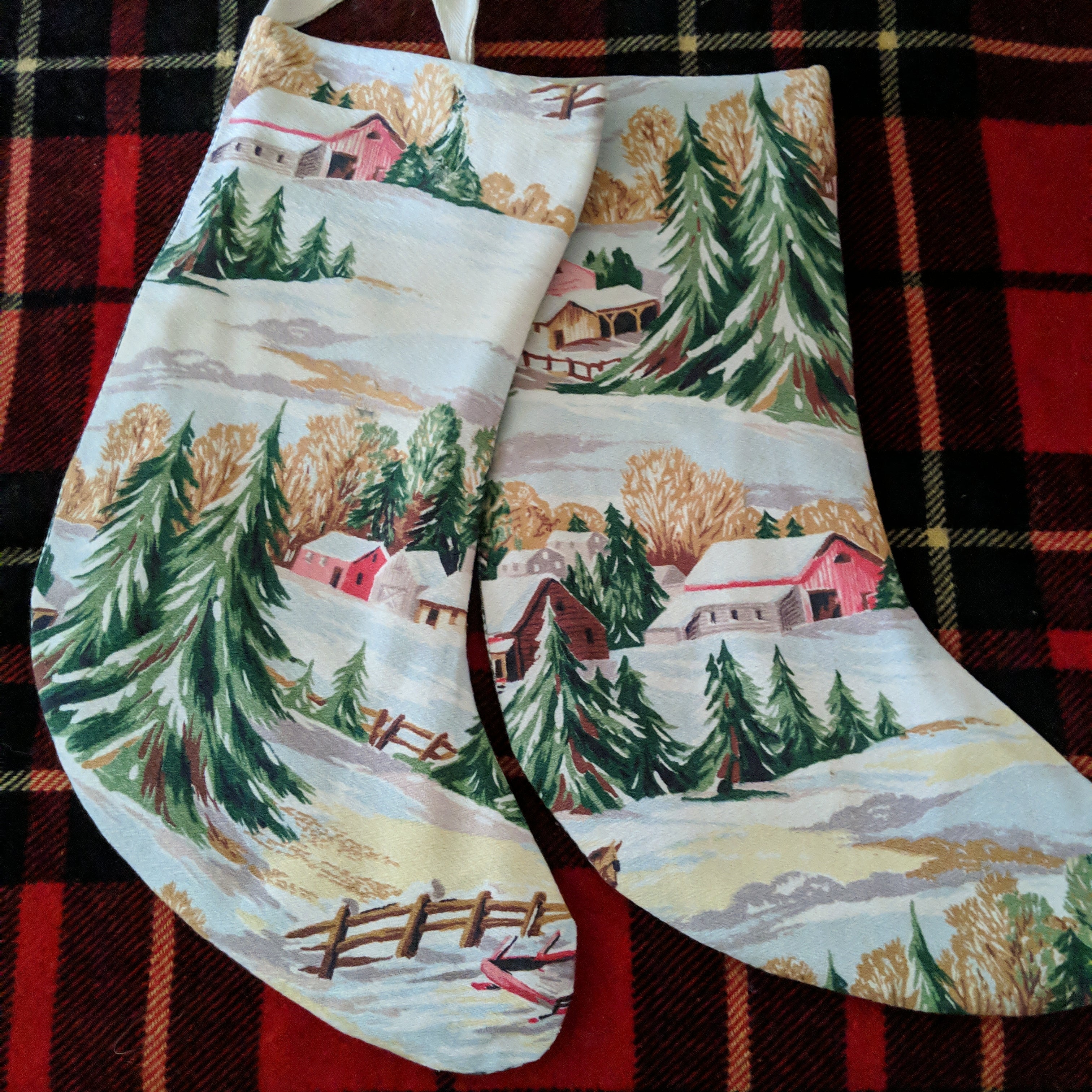 Christmas bark cloth stocking