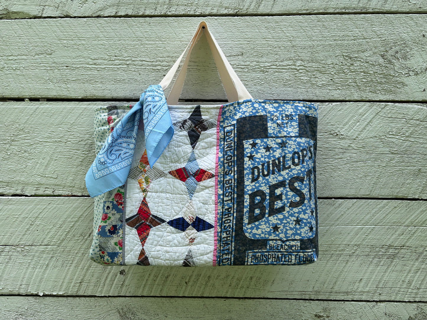 Quilt and Flour Sack Vintage Fabric Tote