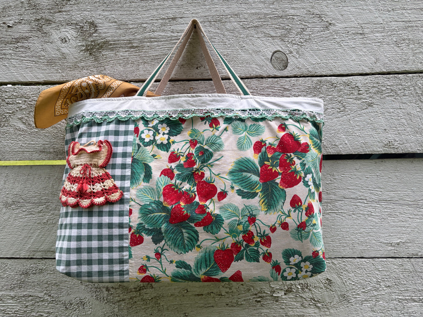 Strawberry Vintage Fabric Tote