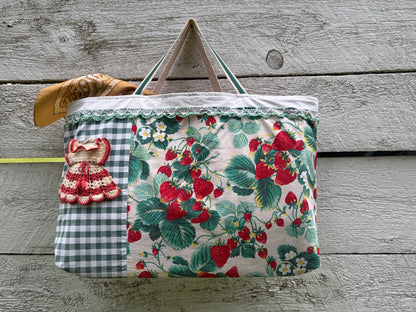 Strawberry Vintage Fabric Tote