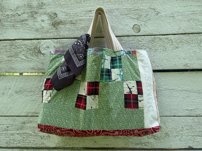 Vintage Barkcloth Feedbag Market Tote