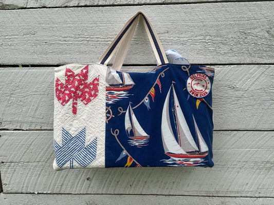 Nautical Vintage Fabric Tote