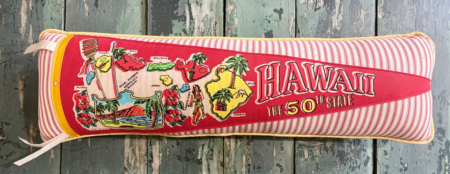 Hawaii Vintage Pennant Pillow