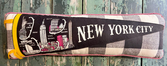 New York Vintage Pennant Pillow