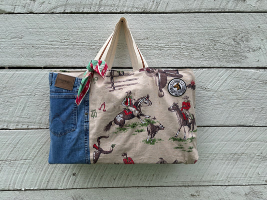 Western Vintage Fabric Tote