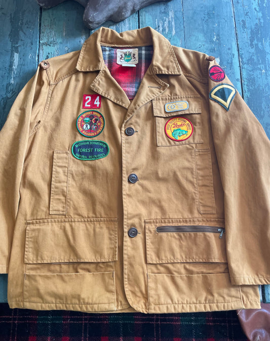Canvas Hunting Jacket with Vintage Patches