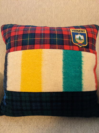Blanket with Multi plaid fabric and Patch