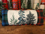 Evergreen pillow with plaid