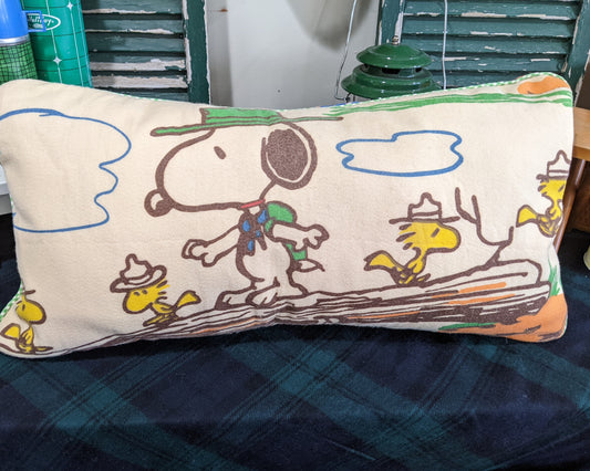 Snoopy  On a Log With  Woodstock Pillow