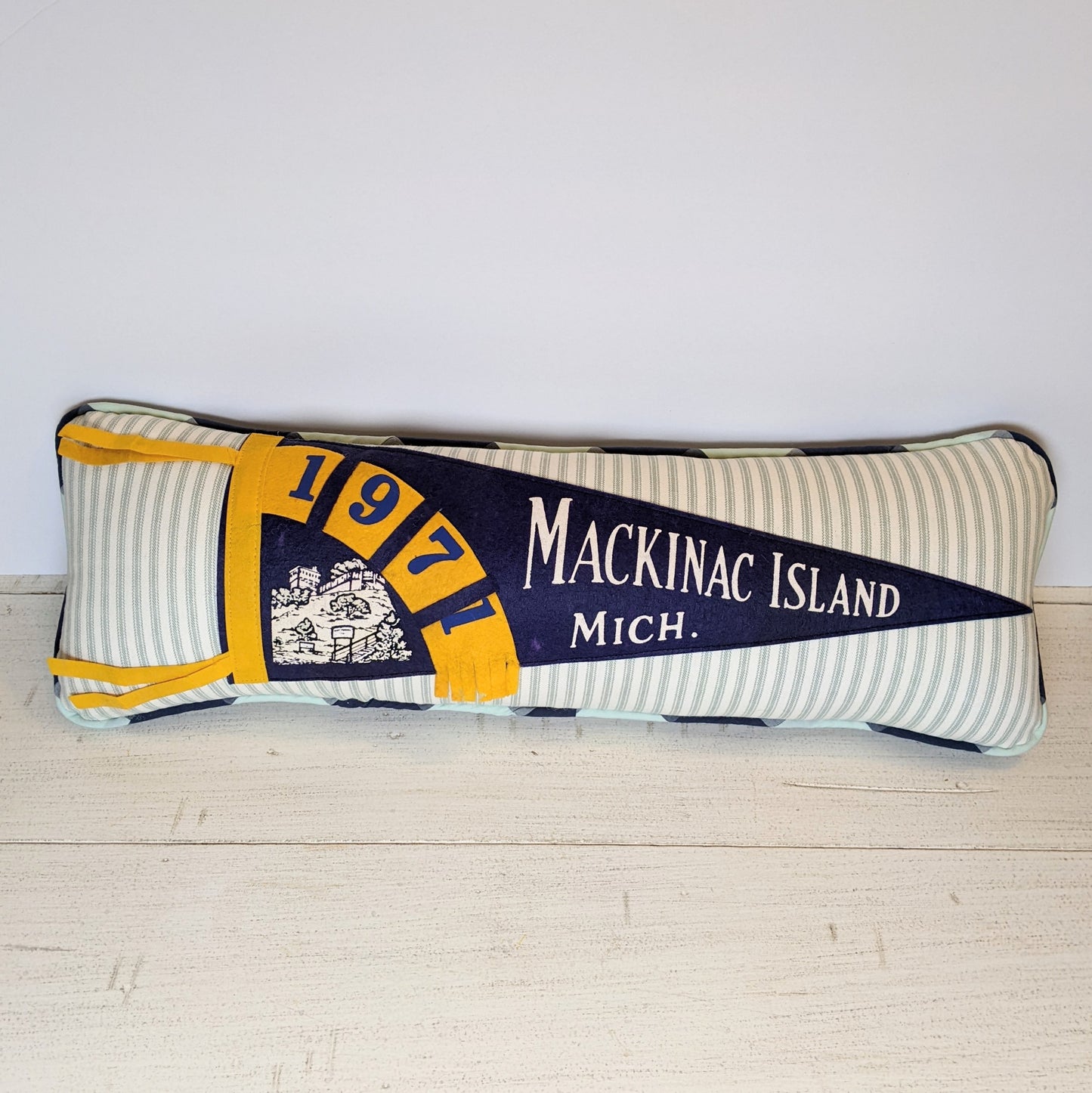 Mackinac Island Michigan Vintage Pennant Pillow