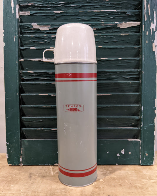 Thermos (tempos) gray with red stripe