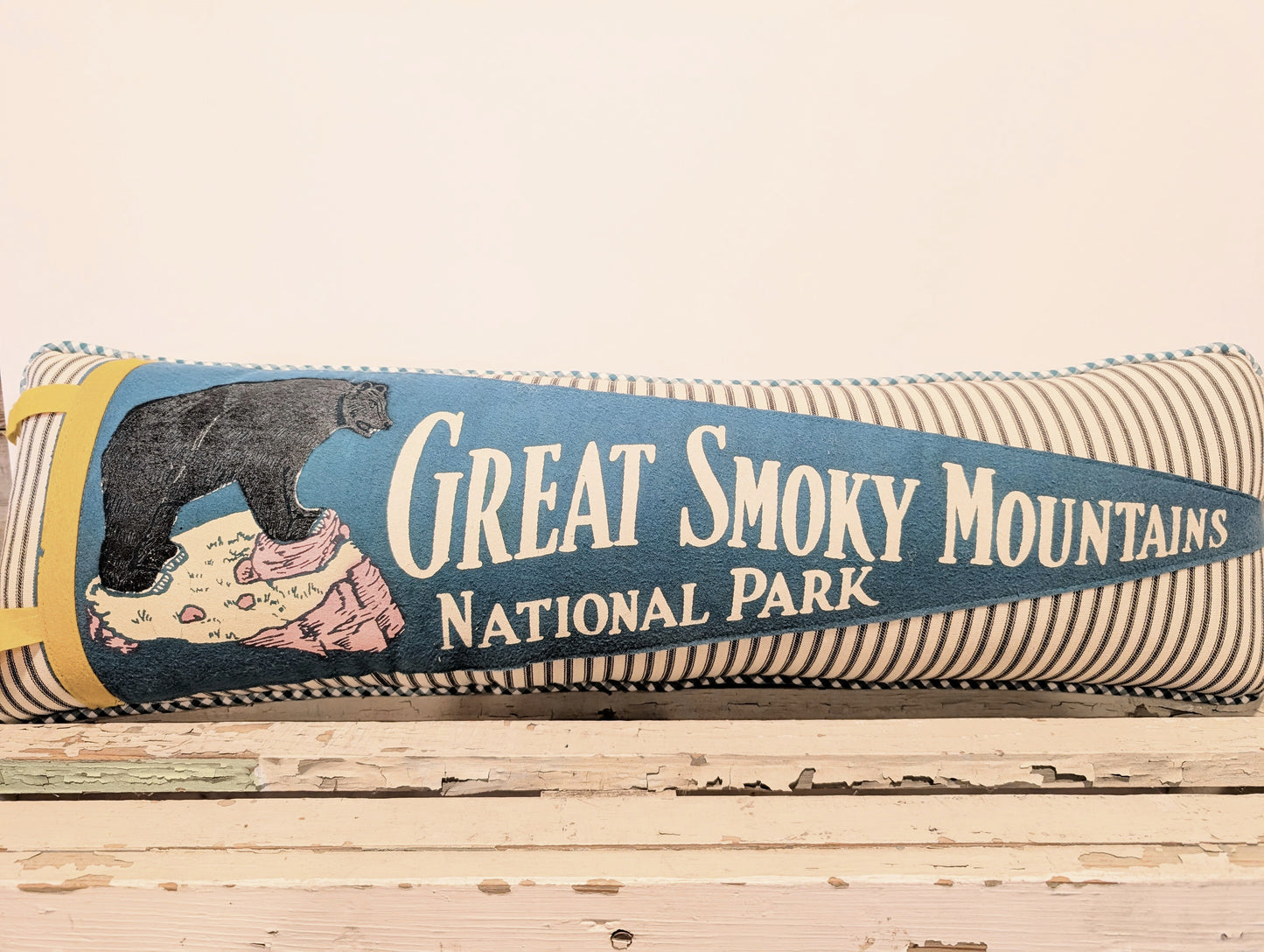 Great Smoky Mountain Vintage Pennant Pillow