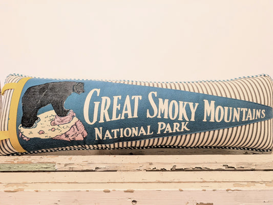 Great Smoky Mountain Vintage Pennant Pillow