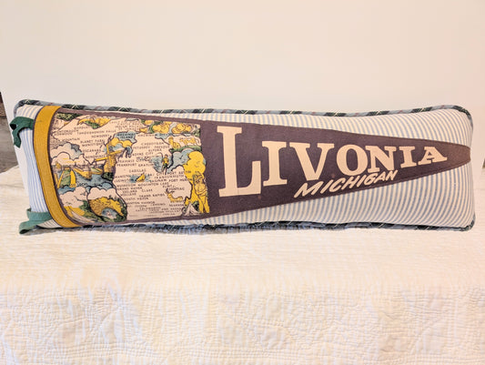 Livonia, Michigan Vintage Pennant  Pillow