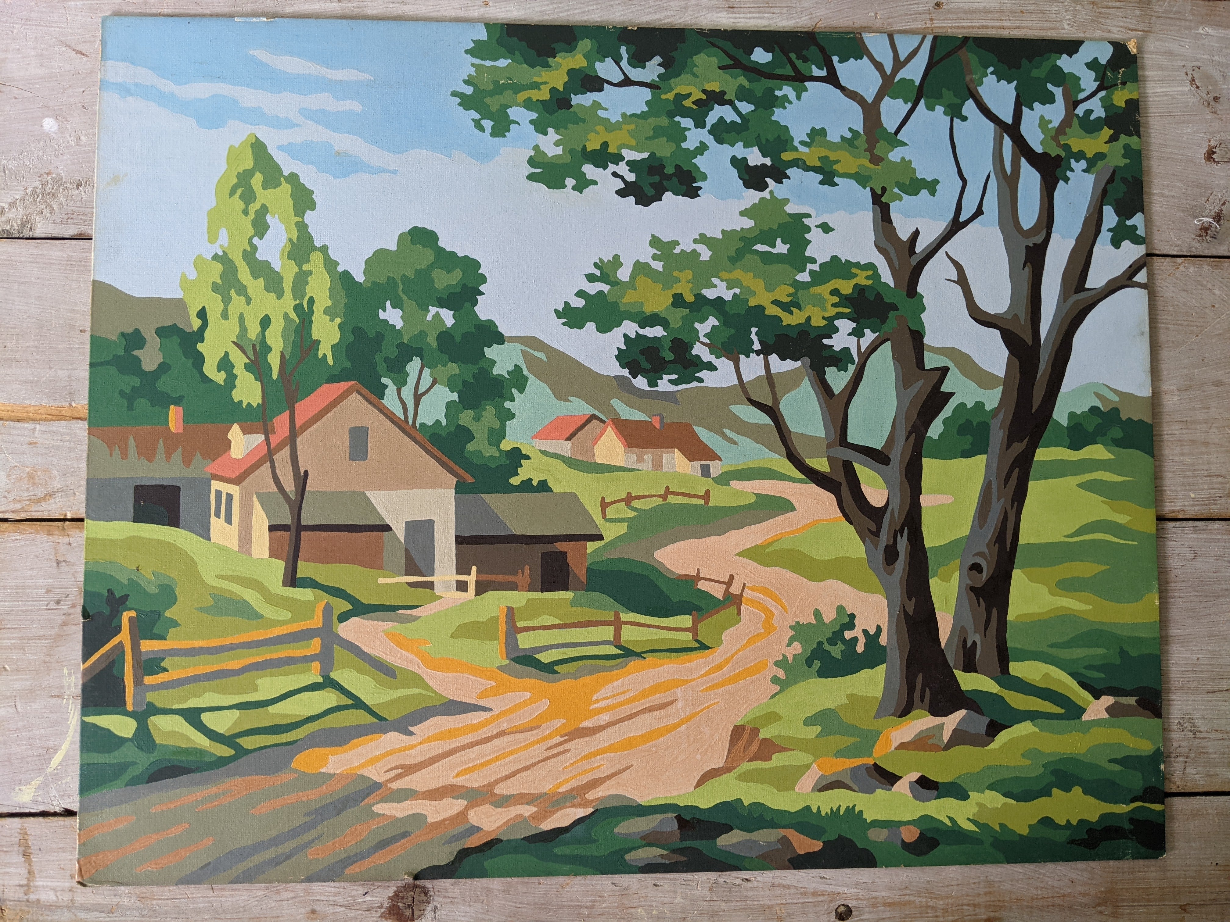 Paint by Number, vintage with barn scene