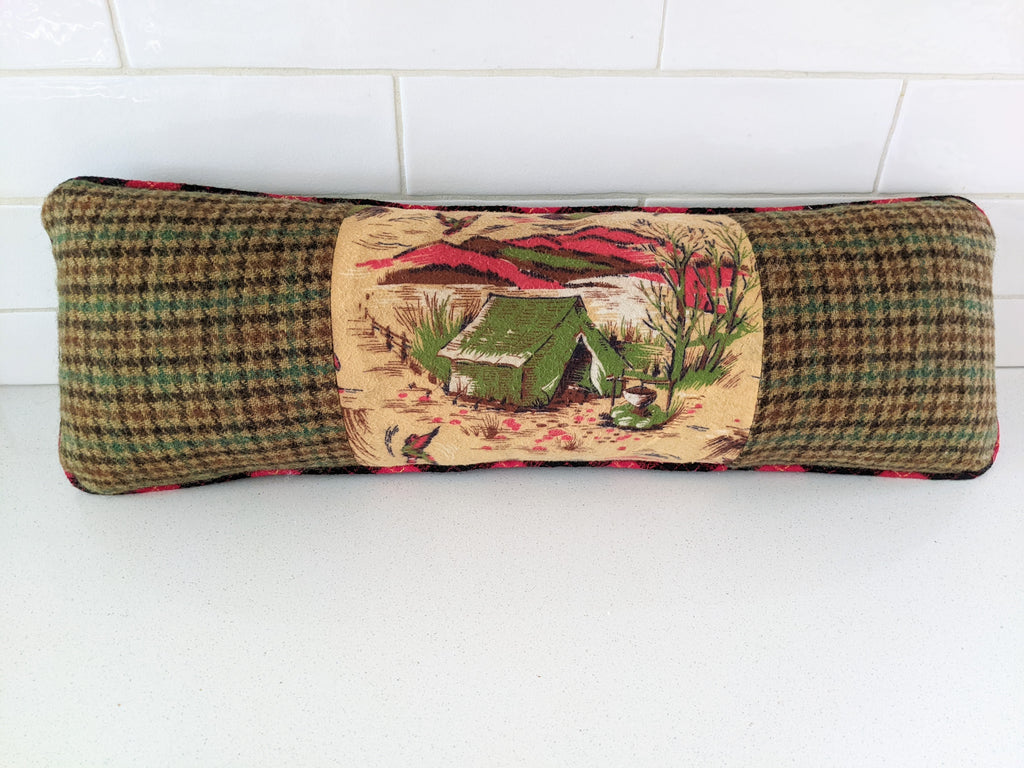 Camp pillow with vintage fabric