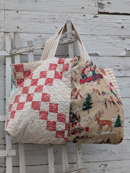 Embroidered Deer and Quilt Tote