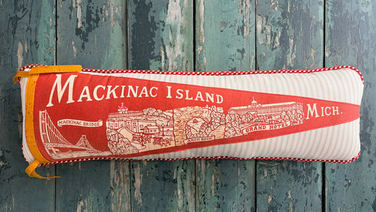 Mackinac Island Vintage Pennant Pillow