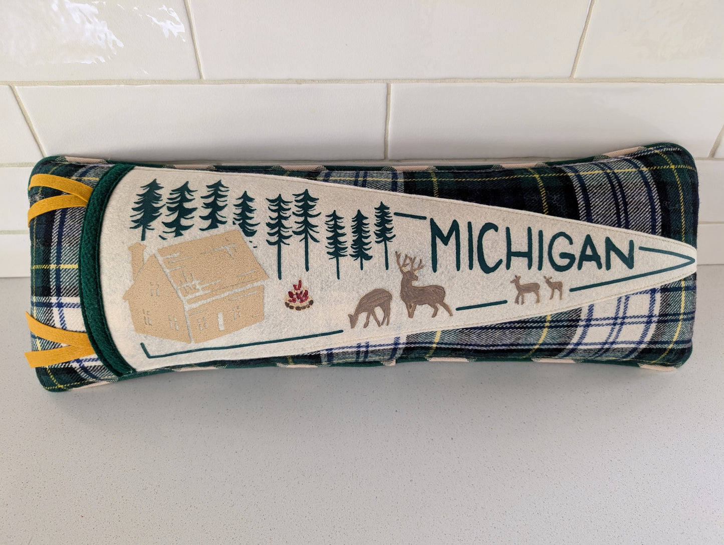 Michigan Cabin in the Woods Pennant Pillow