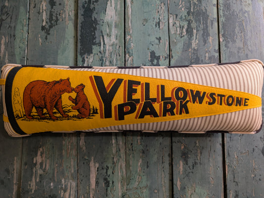 Yellowstone Park vintage pennant pillow