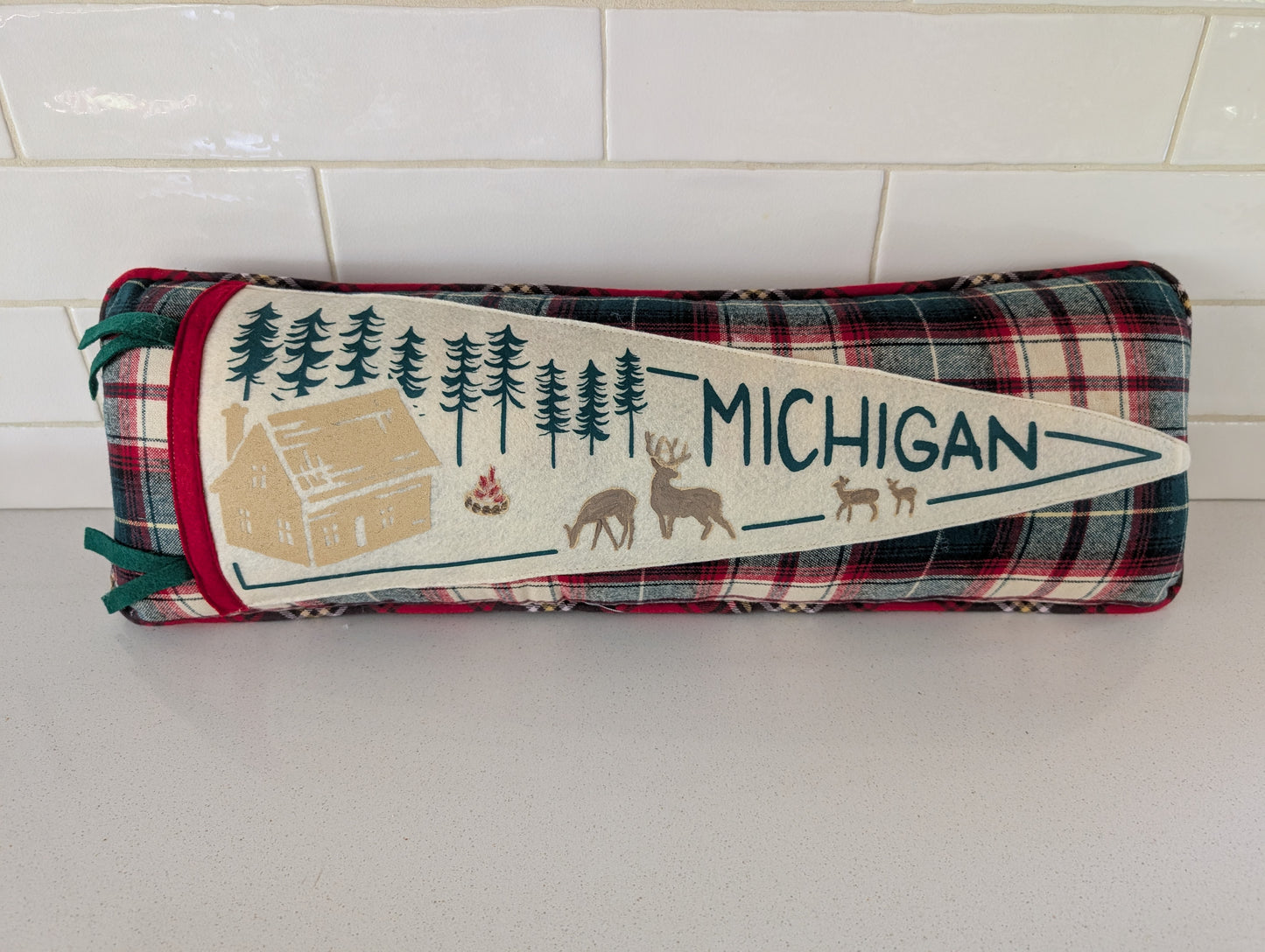 Michigan Cabin in the Woods Pennant Pillow