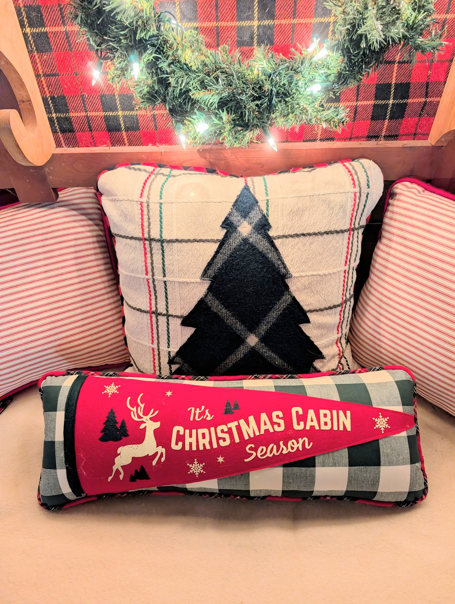 Christmas Cabin Pennant Pillow