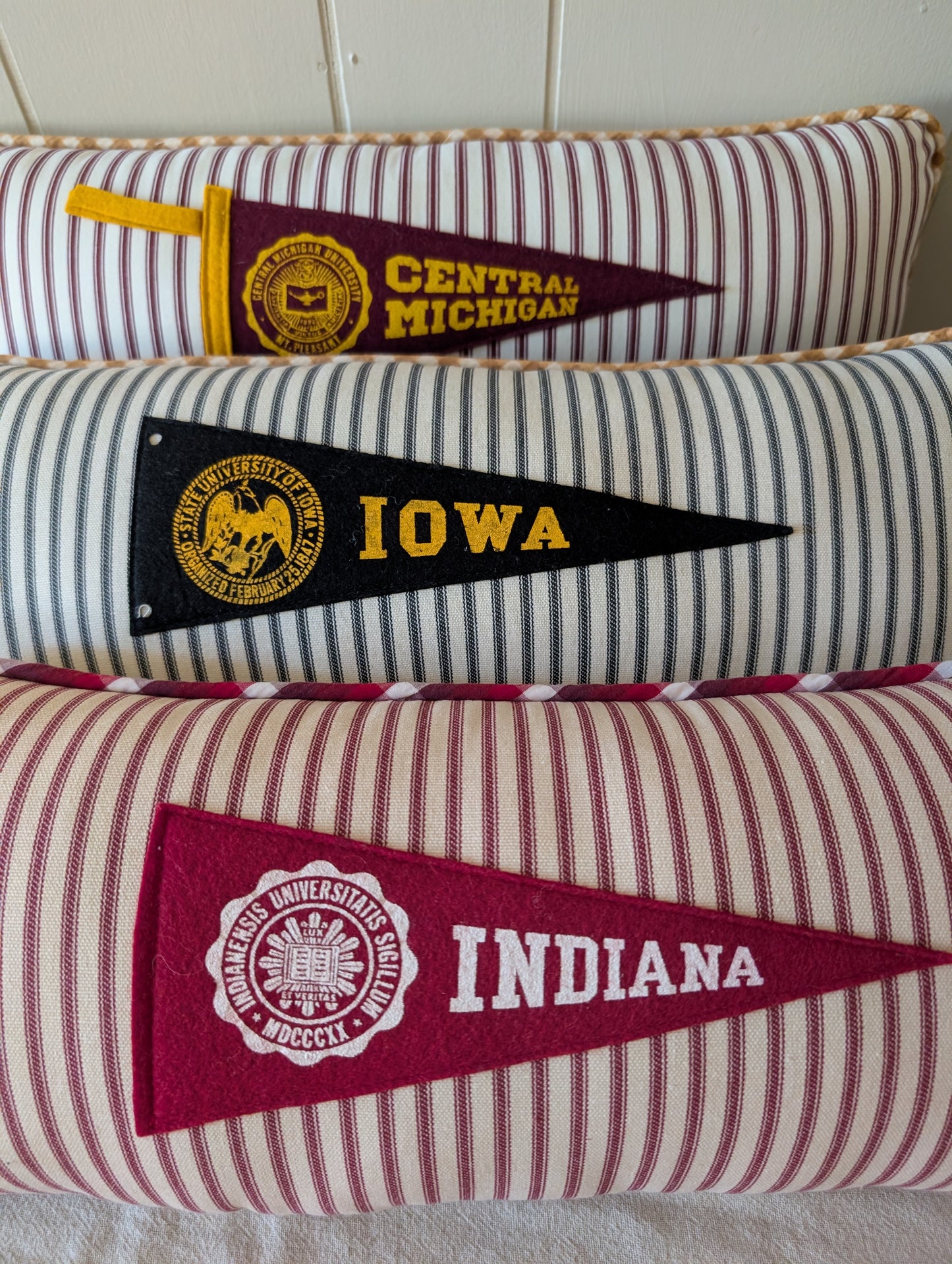 College vintage pennant pillow