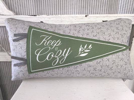 Green Keep it cozy pennant pillow