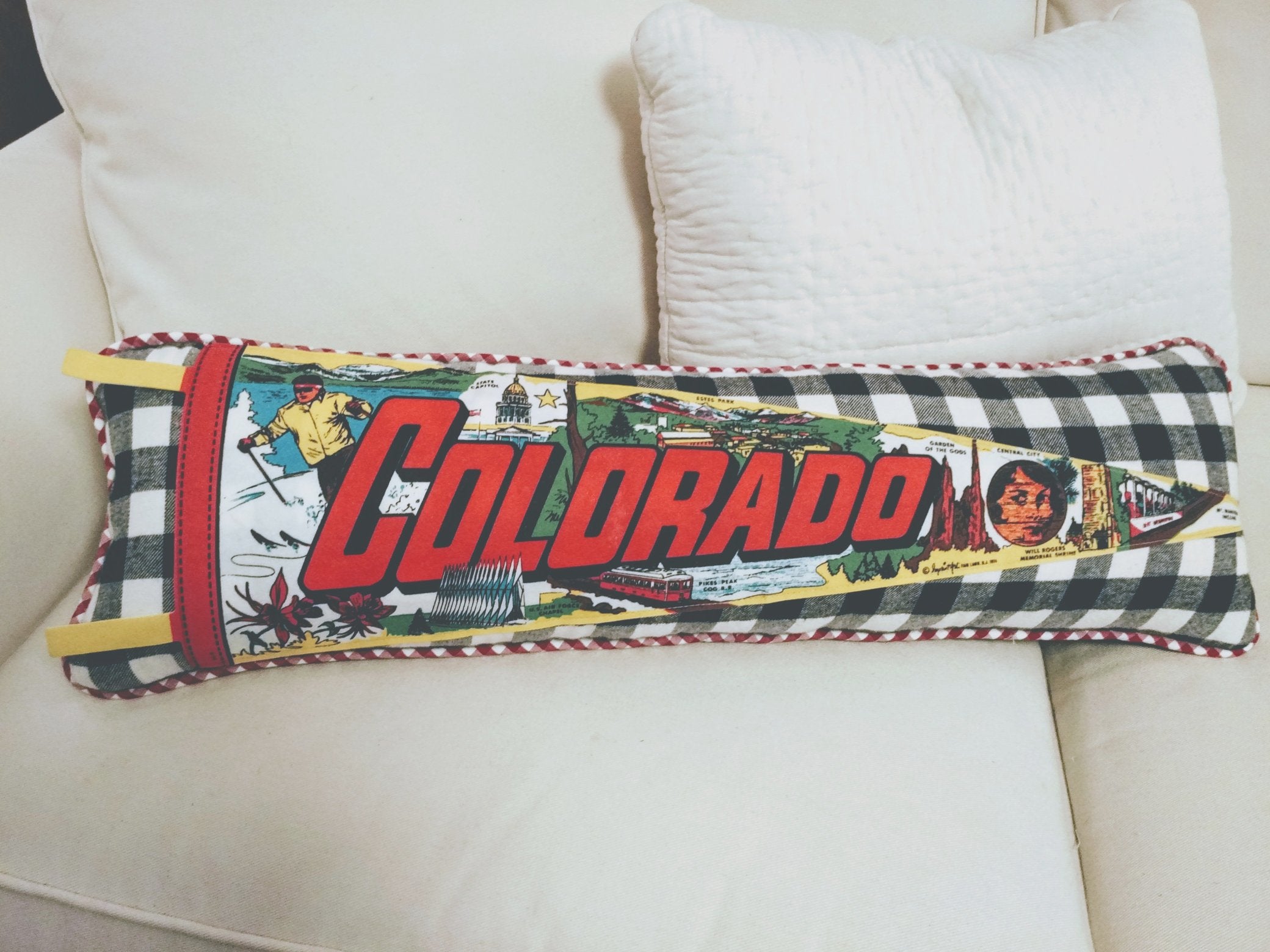 Colorado Vintage Pennant Pillow