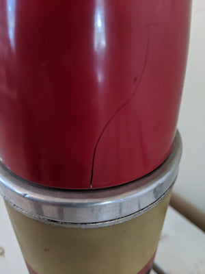 Tan with red and black stripe thermos