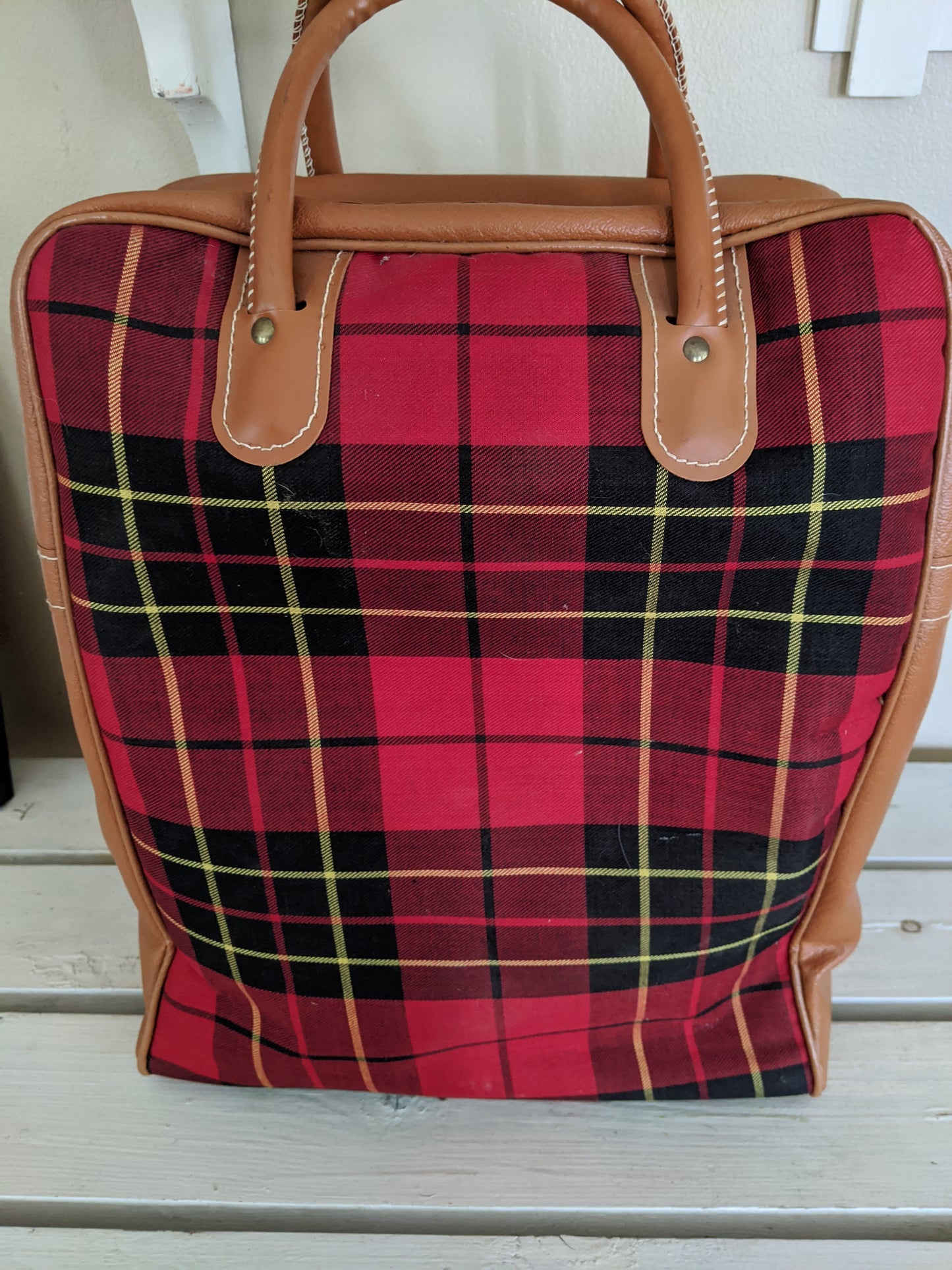 Plaid tote bag, vintage