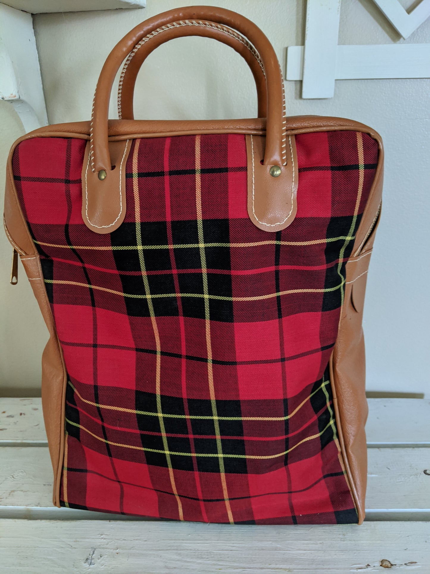 Plaid tote bag, vintage