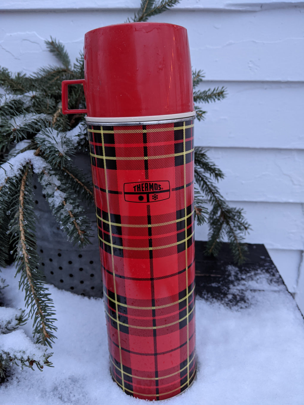 Vintage plaid thermos brand thermos
