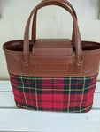 Red plaid vintage tote bag