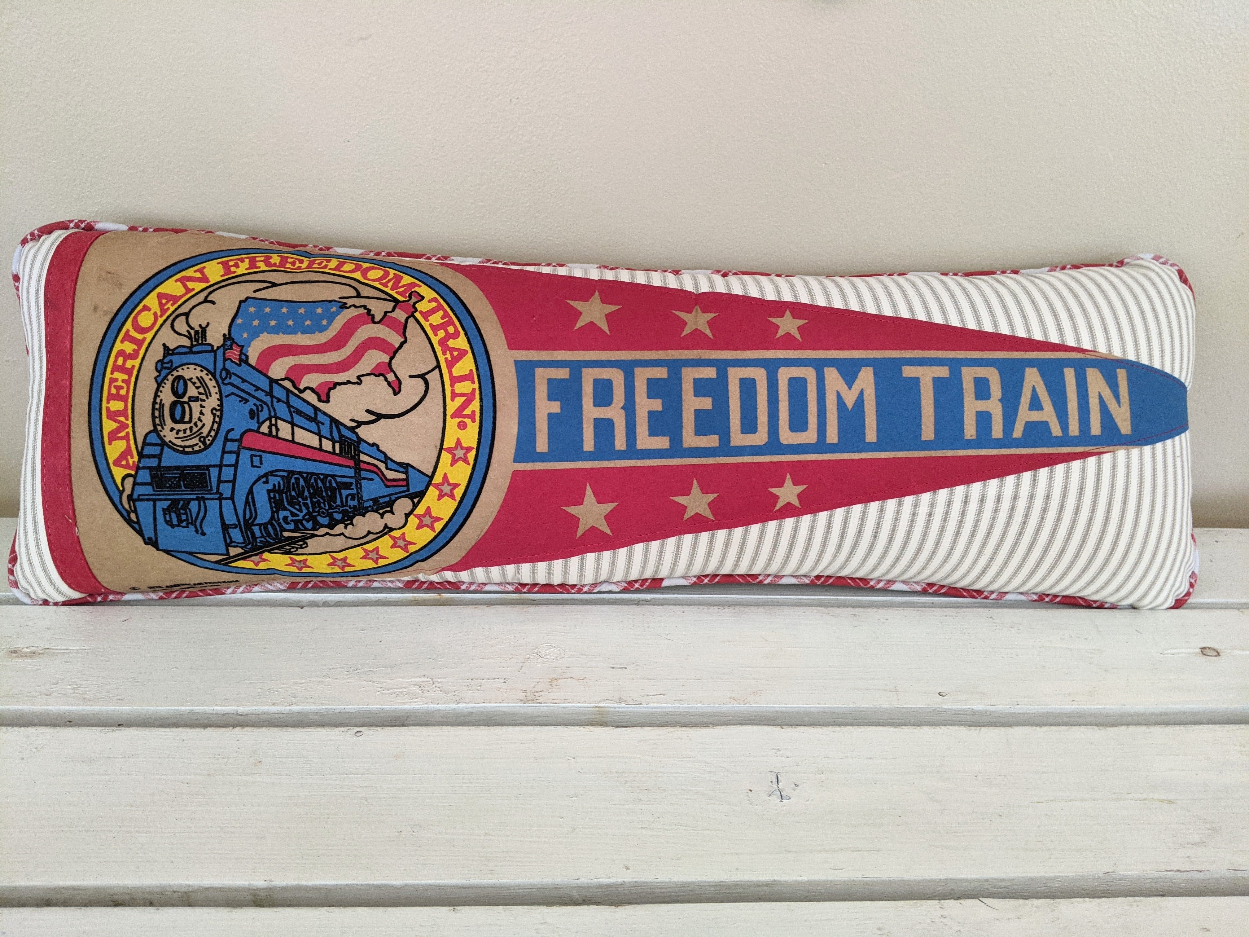 Freedom train vintage pillow