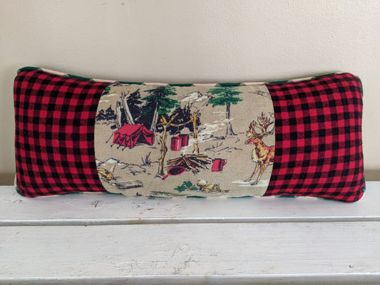 Camping Tent vintage fabric pillow