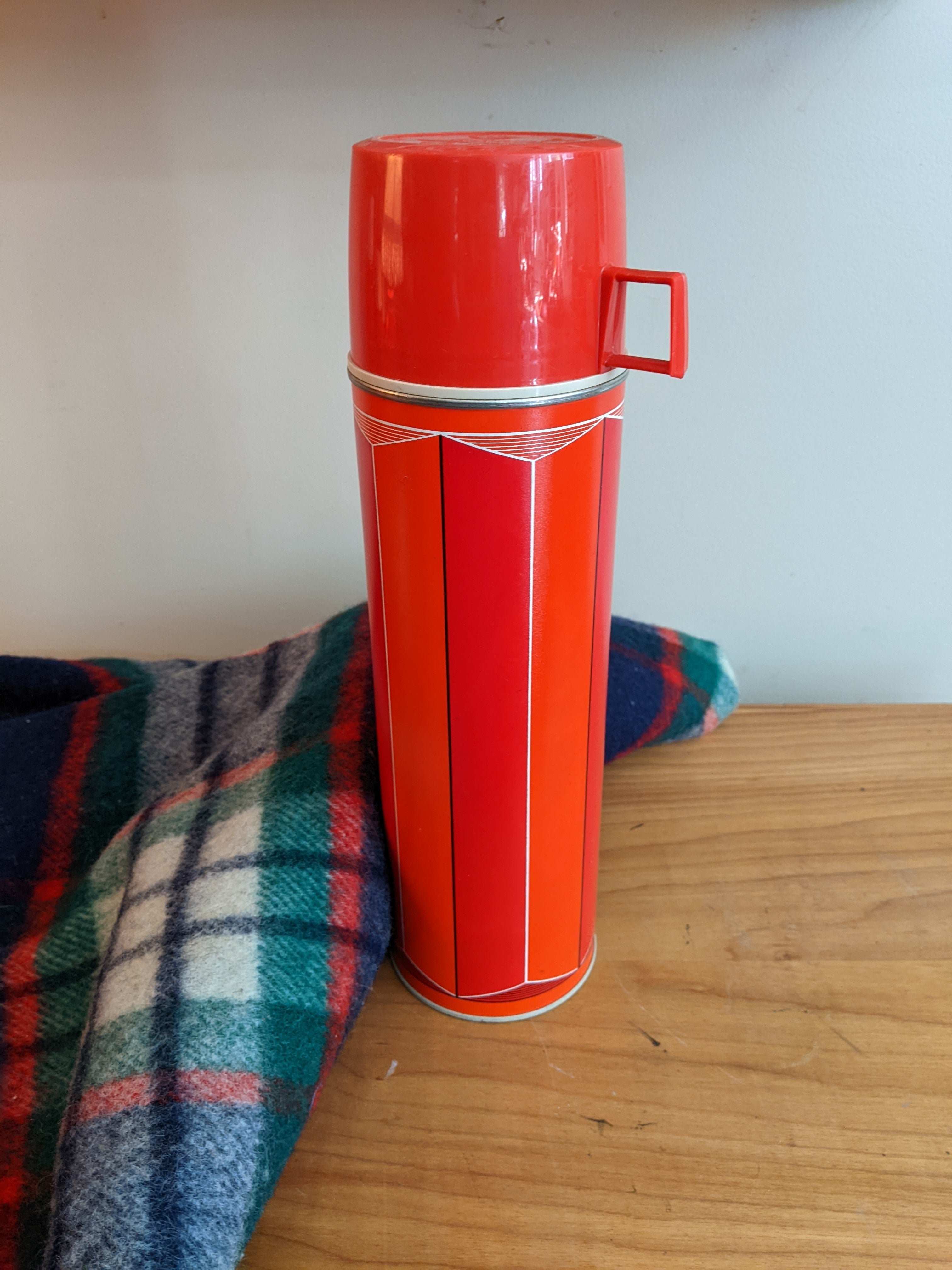 Tall red/ orange thermos – Fabric Scout Studio