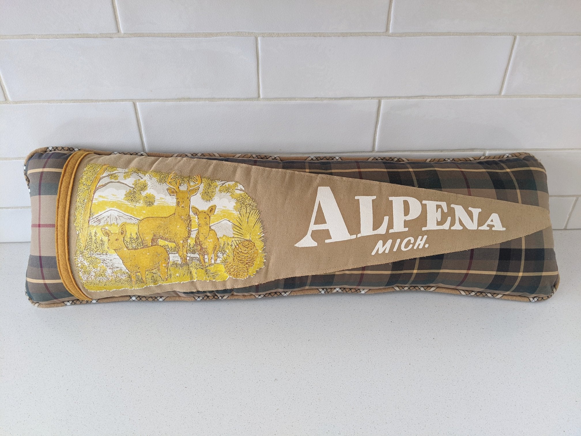 Alpena Michigan vintage pennant pillow