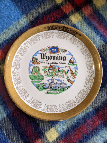 Wyoming vintage state plate,7.5"